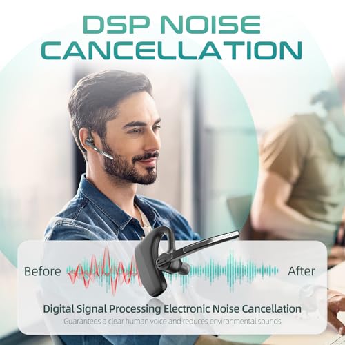 Herloreen Bluetooth Headset with Mic & Charging Case for Work | Wireless Earpiece for PC Laptop and Phone, Noise Canceling Mic, 48H Talk Time, , for Call Center, Remote Work, Trucker - style: Headset + Charge Case-K30