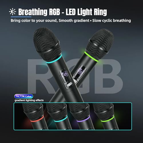 Wireless Karaoke Microphone with RGB LED, 2-Pack
