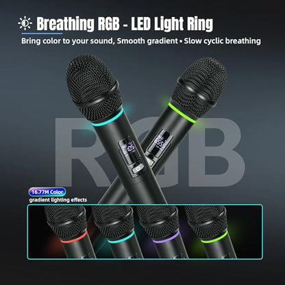 Wireless Karaoke Microphone with RGB LED, 2-Pack