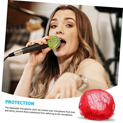Totority 100pcs Non-woven Microphone Covers Disposable Mic Shield Windscreen Protection for Ktv