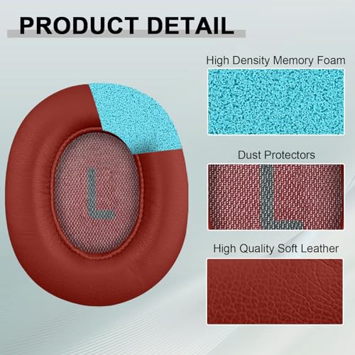 Replacement Ear Pads for JBL Tune 700(700BT)/710(710BT)/720(720BT)/750(750BT,750BTNC)/760(760NC)/770(770NC) Headphones, Headset Ear Cushions, Headset Earpads, Ear Cups Cover-Red - color: Red