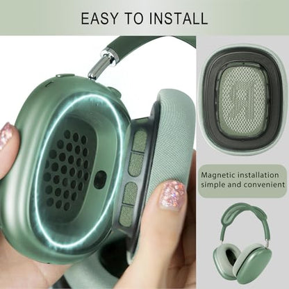 GEVO Upgraded Ear Cushions Replacement Earpads for AirPods Max 1 & 2 Headphones, Mesh Fabric Ear Pads Ear Covers Cups with Memory Foam and Magnet for AirPods Max 1 & 2 (Green) - color: Green