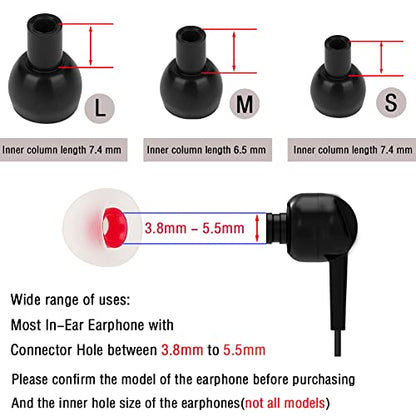 18 Pairs Silicone Earbud Tips Replacement Ear Tips for in- Ear Headphones Eartips (Inner Hole from 3.8mm-5.5mm Earphones) Earbud Replacement Tips Earbud Cap S M L - color: Transparent red