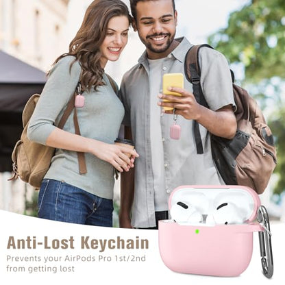 Hamile Compatible with AirPods Pro Case Protective Silicone Airpod Case Shockproof Cover Skin for Apple Airpod Pro 2019 Charging Case, with Keychain Pastel Pink - color: 4-Light Pink