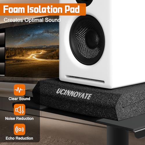 UCINNOVATE 2 Pack High-Density Acoustic Foam Speaker Riser for 5”- 6” Speakers, Prevent Vibration Studio Monitor Isolation Pads, Subwoofer Isolation for Sound Improvement