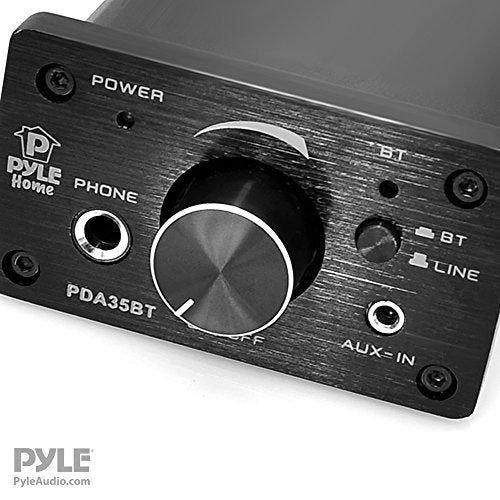 Pyle PDA35BT 100 Watt Mini Bluetooth Power Digital Class D Amplifier & Headphone Amplifier with Two Aux Inputs - 2 Channel Stereo Output - Portable Compact