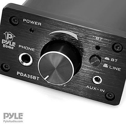 Pyle PDA35BT 100 Watt Mini Bluetooth Power Digital Class D Amplifier & Headphone Amplifier with Two Aux Inputs - 2 Channel Stereo Output - Portable Compact