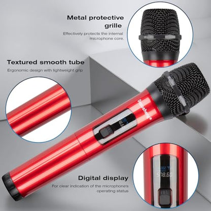 Depusheng Wireless Microphone, Professional 4 Channels Karaoke Handheld System for Home Karaoke, Meeting, Party, Church, DJ, Wedding, Home KTV Set