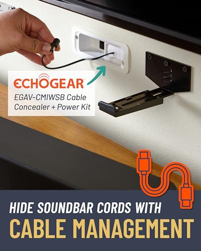 ECHOGEAR Soundbar Wall Mount for Speakers up to 20lbs, 3” Depth Adjustment | Universal soundbar mount installs to drywall or wood studs w/ all hardware included, bottom & rear mounted speaker compatible