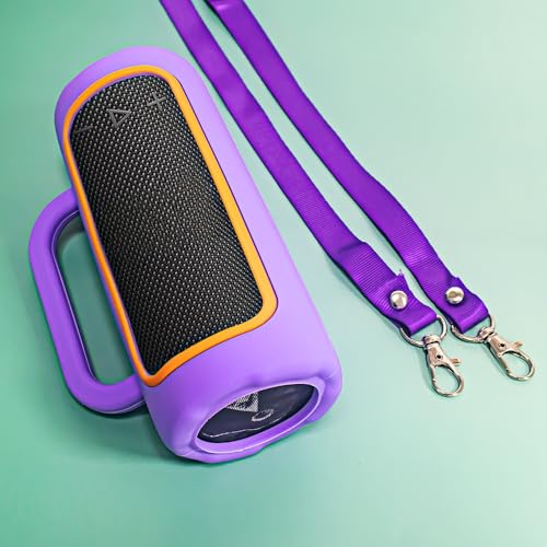 Silicone Case Cover for JBL Grip Portable Bluetooth Speaker, Soft Protective Sleeve Skin Travel Protective Carrying Case Storage Holder with Carabiner and Shoulder Strap (Purple) - color: Purple