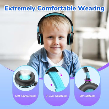 EarFun S1 Kids Headphones, Wired Headphones for Kids, Lightweight, Black | Stereo Sound, Adjustable Headband, 85dB Volume Limit, Portable On-Ear Headphone for School/Travel/Boys/Girls/PC/Tablet, Black - color: Dark Black