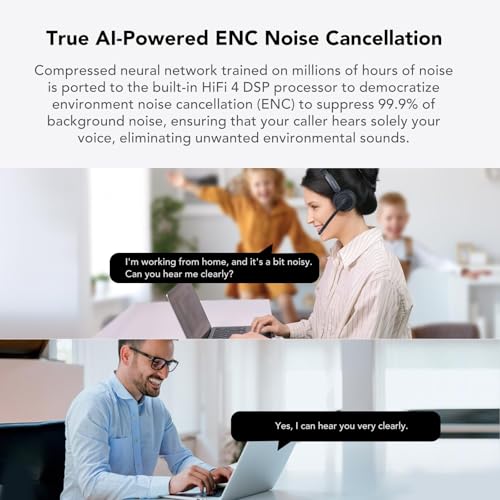 NUROUM HP31DU Wireless Headset with Mic & Dongle for Work | Multi-Point Connection, All-Day Comfort, Long Battery Life, One Button Mute, Versatile Connectivity