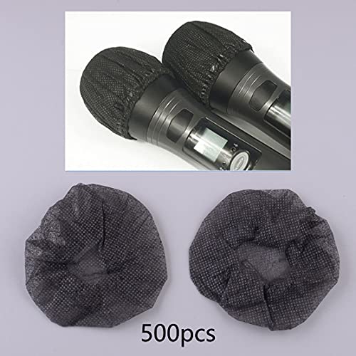 5 Sets Disposable Non-Woven Microphone Cover Sanitary Filter-Black