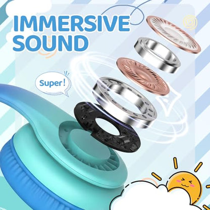 JoySpark Kids Headphones for School Toddler, 3.5mm Jack, Gradient Blue - color: Gradient Blue