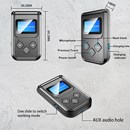 2-in-1 Bluetooth Transmitter Receiver, 3.5mm AUX Bluetooth Adapter for Car