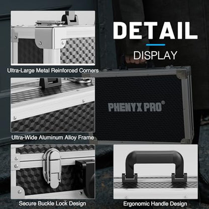 Phenyx Pro Medium Carrying Case with Customizable Pre-Diced Foam | Aluminum Alloy Frame, Protective Gear Storage, Wireless Mic Systems, Camera Gear Transport - size: Medium (17.1×12.6×4.1 Inch)