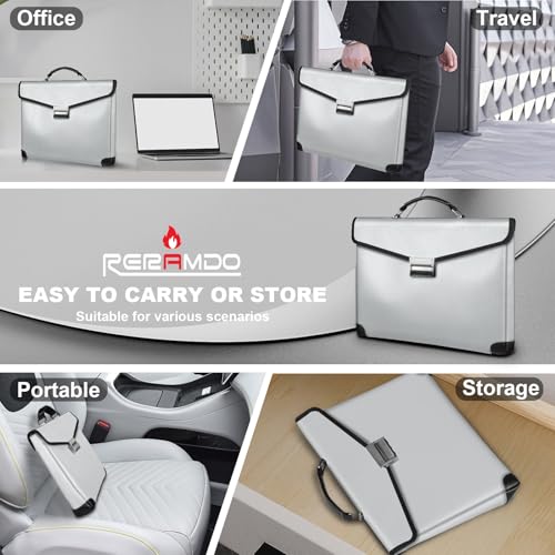 Fireproof Document Bag, 14.5" X11" X2.5", Silver | Fireproof Money Bag for Cash, With Metal Lock and Zipper, Fireproof&Waterproof Organizerm, Protects Valuables Legal Documents - color: Silver