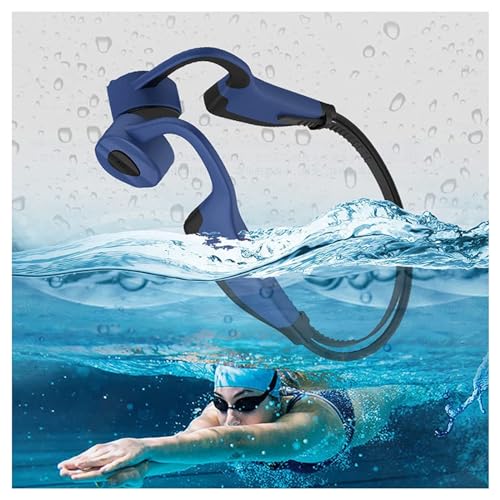 Bone Conduction Headphones, swimmingWireless Bluetooth Open Ear IP68 Waterproof Compatible with Android iPhone, Universal Earphones Headset Hi-Fi Stereo Sound for Swimming Gym Running, Blue