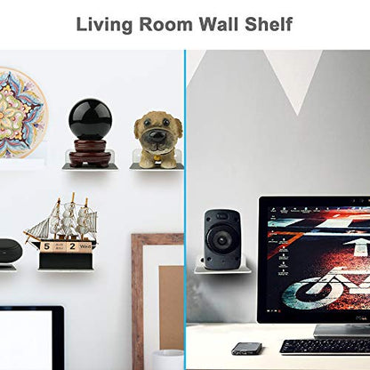 Wall Mount for Speakers, Webcam, Phones - Acrylic Floating Shelf (Silky White & Transparent) - color: Silky White & Transparent