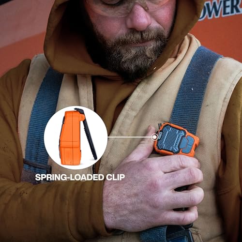 KLEIN TOOLS AEPWS1 Wearable Bluetooth Speaker, Built-in Mic for Hands-Free Music and Calls, Portable, Waterproof IP67, Magnetic and Clip-On Jobsite Mini Speaker