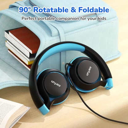 EarFun S1 Kids Headphones, Wired Headphones for Kids, Lightweight, Black | Stereo Sound, Adjustable Headband, 85dB Volume Limit, Portable On-Ear Headphone for School/Travel/Boys/Girls/PC/Tablet, Black - color: Dark Black