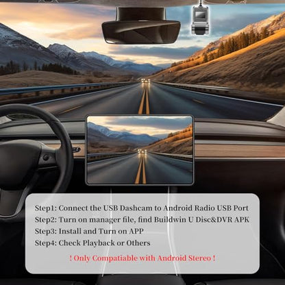 Dash Cam for Android Car Radio, HD 720P, USB DVR Front with 140°Wide Angle, Night Vision, Loop Recording, Built-in Recordable Micphone, Supports Up to 32GB Max.