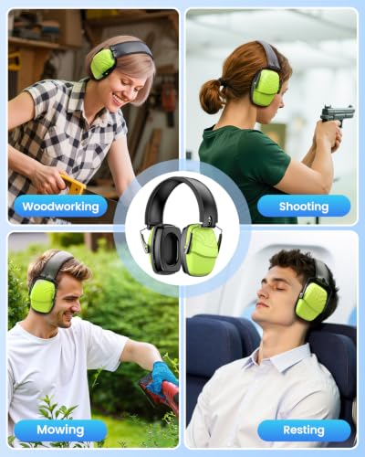 2Pack Ear Protection NRR 35dB Hearing Protection Ear Muffs for Shooting - color: Green