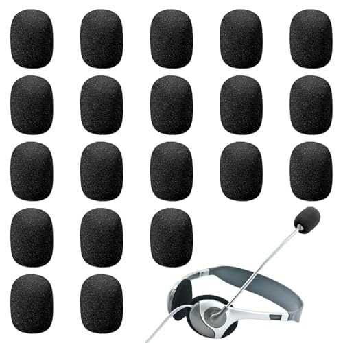 20 Pc Microphone Covers Foam, Headset Mic Foam Cover Mic Windscreen | Mic Cover for Noise Reducing Foam Protection Studio Recording Accessories Lapel and Lavalier Microphones