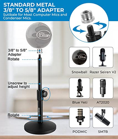 BILIONE Versatile Desktop Microphone Stand, Mic Stand Kit for Desk - size: Round Base