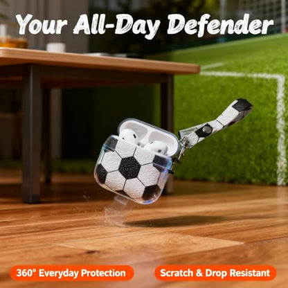 Soccer Ball AirPods Pro 3 Case with Keychain, Leather Texture Protective Cover Compatible with AirPods Pro 3rd Generation (2025), Shockproof Sports Style Case - color: Soccer-05, size: Compatible with Airpods Pro 3(Model A2700/A2931)