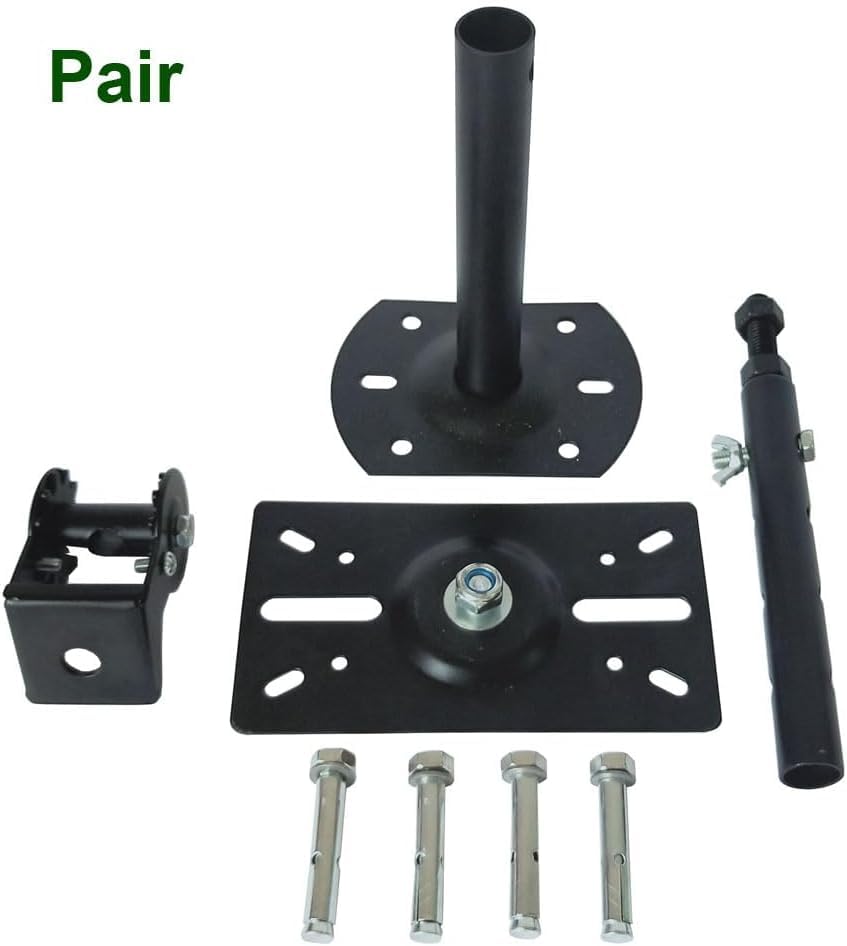 Speaker Wall Ceiling Mount Bracket w/Adjustable Swivel Tilt, Hold up to 66lbs, Retractable Telescopic Arm for Home Surround Sound System Bookshelf Satellite Speakers (2 Packs Black)