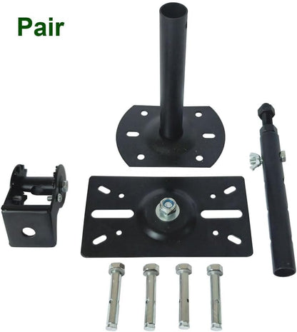 Speaker Wall Ceiling Mount Bracket w/Adjustable Swivel Tilt, Hold up to 66lbs, Retractable Telescopic Arm for Home Surround Sound System Bookshelf Satellite Speakers (2 Packs Black)