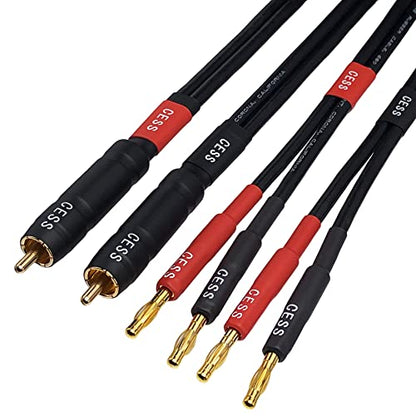 CNCESS RCA to Banana Plug Silicone Wire Speaker Cable (12AWG, 3 Feet) - size: 12AWG 3 Feet