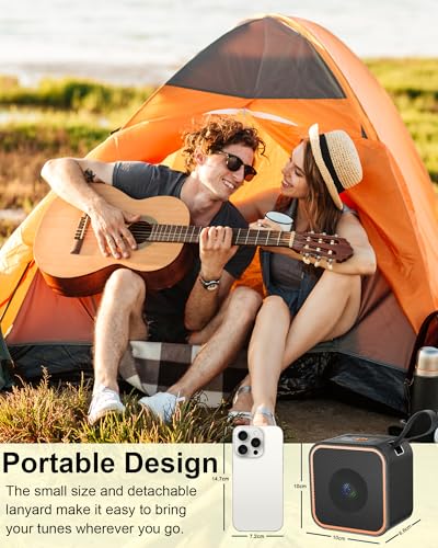 Portable Bluetooth Speaker, Wireless Speaker with Lights, Built-in Mic Bluetooth 5.3, Portable Wireless Up to 10H Playtime, 8W Powerful Crystal Punchy Bass, for Home/Outdoor/Party/Beach, Brown