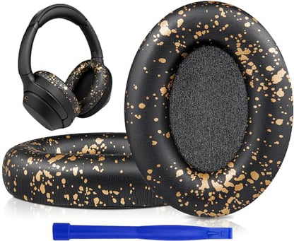 SOULWIT Professional Earpads Cushions Replacement for Sony WH-1000XM3 (WH1000XM3) Over-Ear Headphones, Ear Pads with Softer Protein Leather, Noise Isolation Memory Foam, Added Thickness (Black Gold) - color: Black Gold