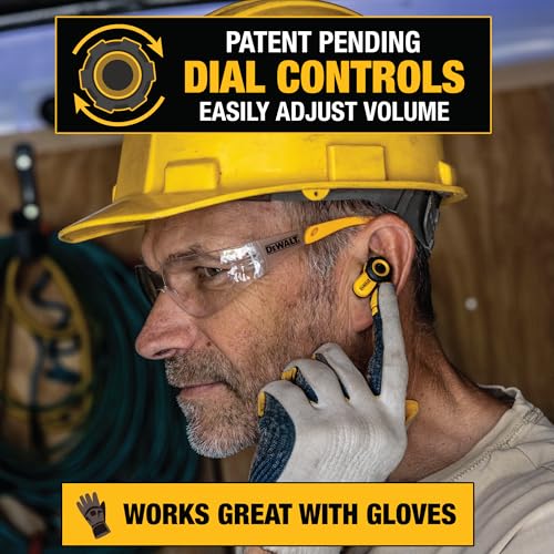 DEWALT Heavy Duty Bluetooth Jobsite Pro X2 ANC True Wireless Earbuds, Active Noise Cancelling Work Earbuds, Turn Dial Controls, 10Hr Runtime (40+ w/Case), 4 EQ Modes, IP54