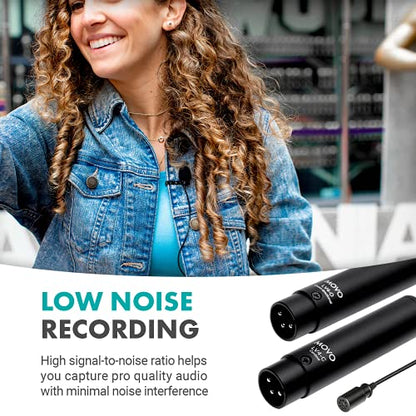 Movo LV4 Phantom Power XLR Lavalier Microphone Interview Kit with Omnidirectional and Cardioid XLR Lapel Mics, Metal Clips and Windscreens - Perfect for Video Shoots, Podcasting, YouTube Recording