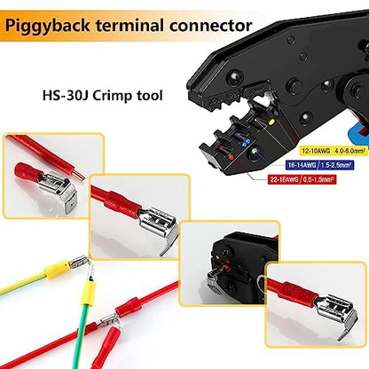 smseaces 80Pcs Insulated Piggy Back Spade Connectors 22-10AWG 6.3mm(1/4") Piggyback Wire Connectors for Automotive,Audio Systems,Household Appliances Double Spade Connector - style: Insulated Connectors