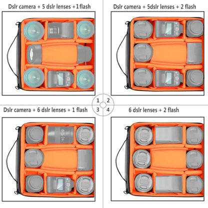 Neewer® Flexible Partition Camera Padded Bag Insert Protection Handbag for SLR DSLR Mirrorless Cameras and Lenses,Flash Light,Radio Trigger,Battery and Charger,Cables and Other Camera Accessories | For SLR, DSLR, Mirrorless Camera, Lens, Flash Light, Radi