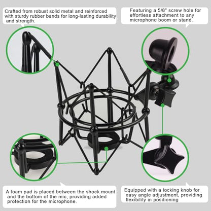 Universal Anti-Vibration Microphone Shock Mount, Mic Holder for Condenser Mics - Compatible with AT2020, MXL 770/990, Samson G Track Pro, Rode Procaster/NT1-A, Neumann U87/U87i, and More - style: For AT2020