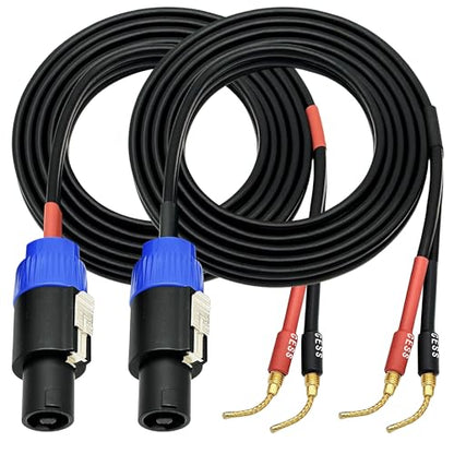 CNCESS Speakon to Flex Braided Pin Banana Speaker Cable, 12AW, 6 FT - color: 6 Feet