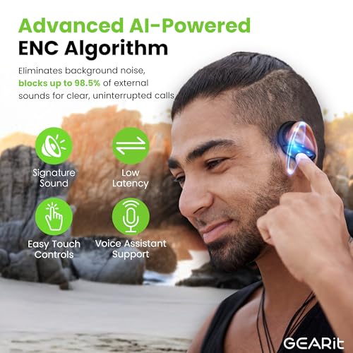 GEARit Wireless Earbuds Noise Cancelling, IPX7 Waterproof Sport Ear Buds