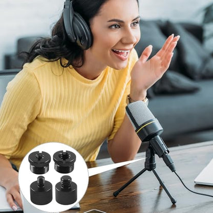 8 Pack Mic Stand Adapter, 5/8 Female to 3/8 Male | 3/8 Female to 5/8 Male, 5/8 Female to 1/4 Male, 1/4 Female to 5/8 Male Screw Thread Adapter Mic, Black Adapter for Boom Arm - size: 1 Set 8 Pcs