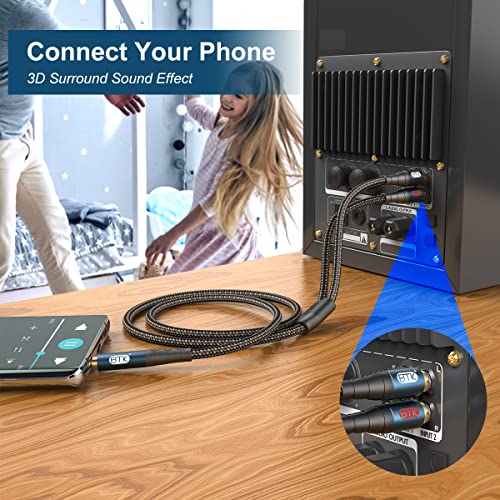 EMK 3.5mm to 2RCA Cable 24K Gold-Plated Nylon Braided RCA to Auxiliary Stereo Audio Headphone Male to Male 1/8 to RCA Cord for Tablet,Subwoofer,Home Theater,DVD Speaker,MP3/MP4,Player 15ft/5m - size: 15ft/5m, style: 3.5MM to 2RCA