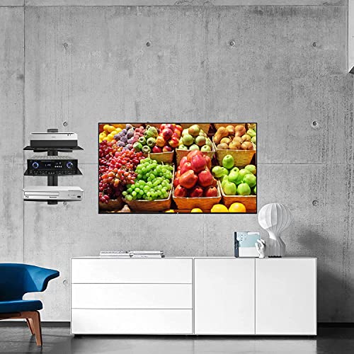 DVD Floating Shelf, Glass TV Wall Mount with Shelf for DVD Player / PS4 / Cable Boxes / Game Consoles / Sky Box / TV Accessories, Media Shelf, Flat Black Wall Mount Bracket, AV Shelves, 3 Tiers CS303B - size: 3 Shelves