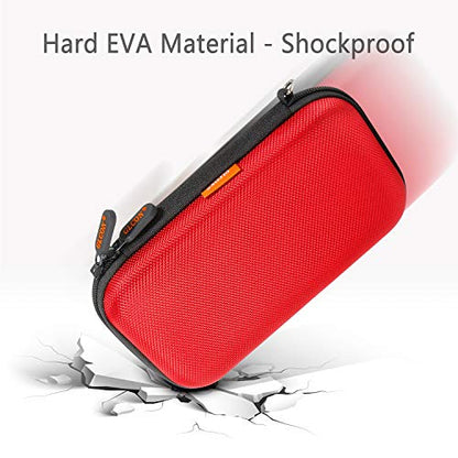 Red External Hard Drive Case, Shockproof EVA Travel Bag | Fits WD My Passport, Seagate, Toshiba, 1TB 2TB 4TB, Power Bank, Portable Electronic Organizer - color: Red