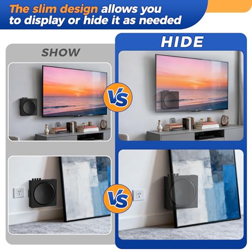 Wall Mount for Sonos Amp Wall Mount, Slim Steel Amp Mount Bracket, Hidden Design, Secure Hold for Sonos Amp Wireless Amplifier, Installation Behind TV/Wall/Desk/Ceiling, Black