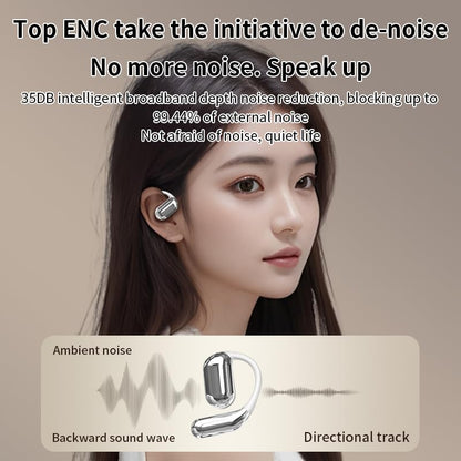 Q16 PRO Wireless Translation Earbuds with 70 Hour Bluetooth 5.4 Sports, Open wear, Wireless Bluetooth Smart Touch Screen, Ear Cup Earbuds with Ear Hooks, IPX5 Waterproof (White+Silver) - color: White, Silver