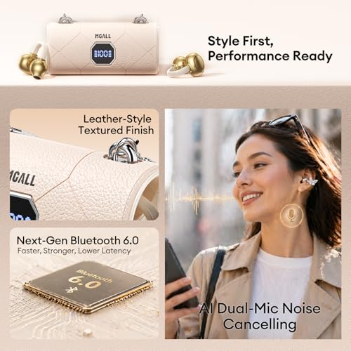 Clip On Earbuds with Detachable Diamond Butterfly Earrings, Bluetooth 6.0 Open Ear Earbuds for Women, Led Display Leather Texture Charging, Comfortable Fit, Sports, Daily Wearers&Gifts, X22 Beige - color: Beige-Silver Butterfly Diamond Earrings