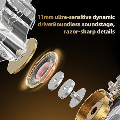 Piluyaa Wired Gaming Headphones IEM Earphones with 1DD，QKZ ENZO in Ear Monitor, HiFi Detachable Cable Earbuds, Bass Sound with New 11mm Dynamic Driver for Video Music Gaming (White) - color: Dark WHITE